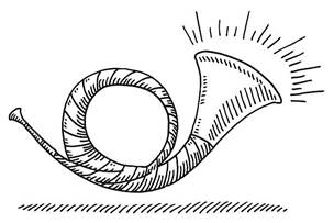 Abbildung eines gezeichneten Posthorns